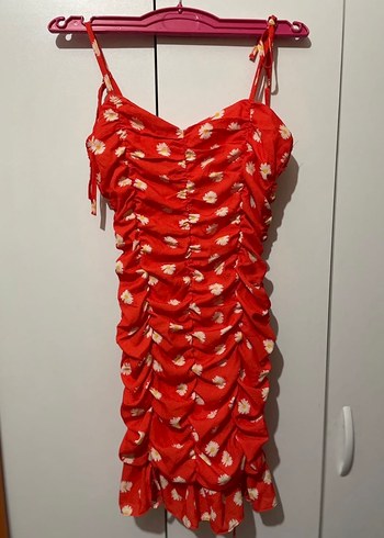 Turuncu Mini Askılı Elbise - Görsel 2