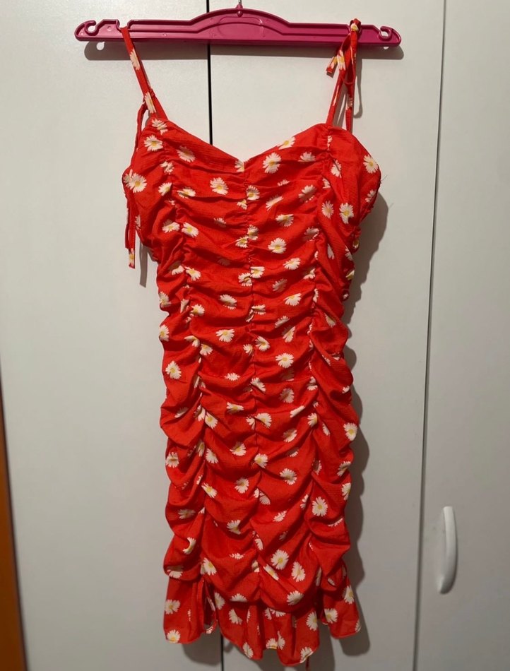 Turuncu Mini Askılı Elbise - Görsel 2