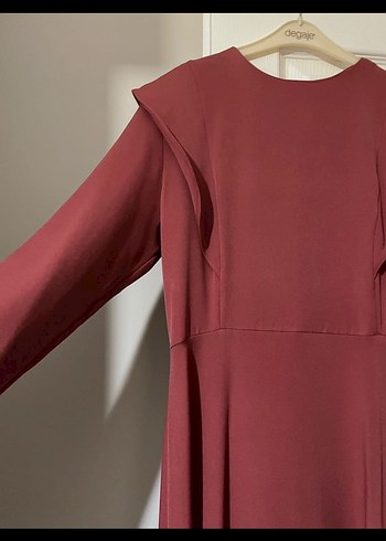 Kemer Detaylı Uzun Pembe Kadın Elbise - Görsel 3