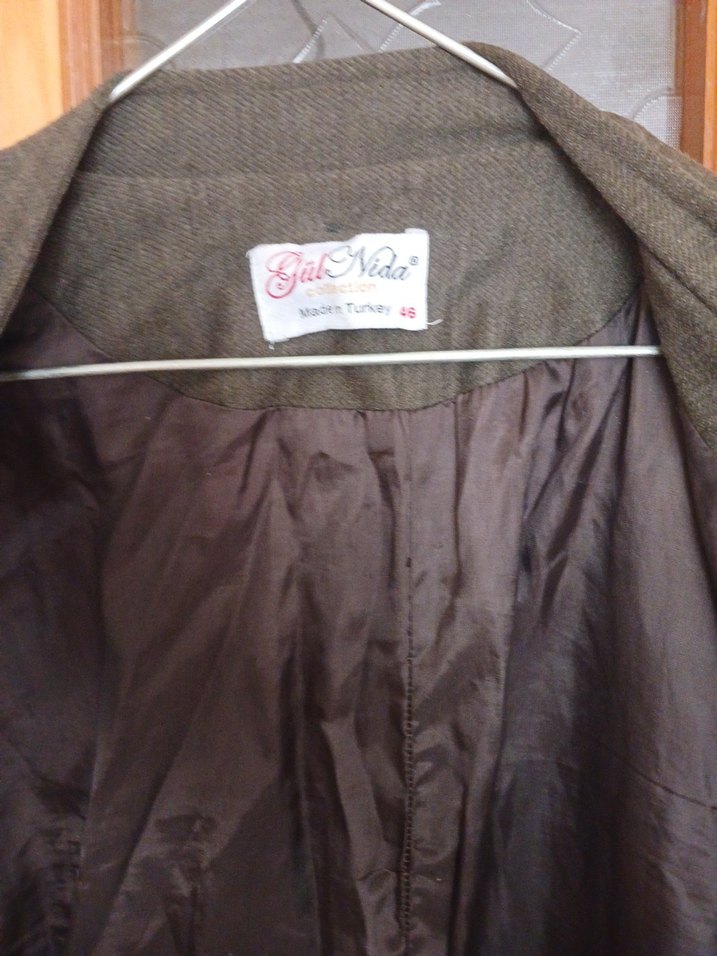 Düğmeli Uzun Keten Kadın Kaban - Görsel 3