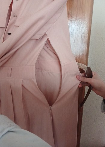 Bej Kemerli Vintage Kadın Uzun Elbise - Görsel 2