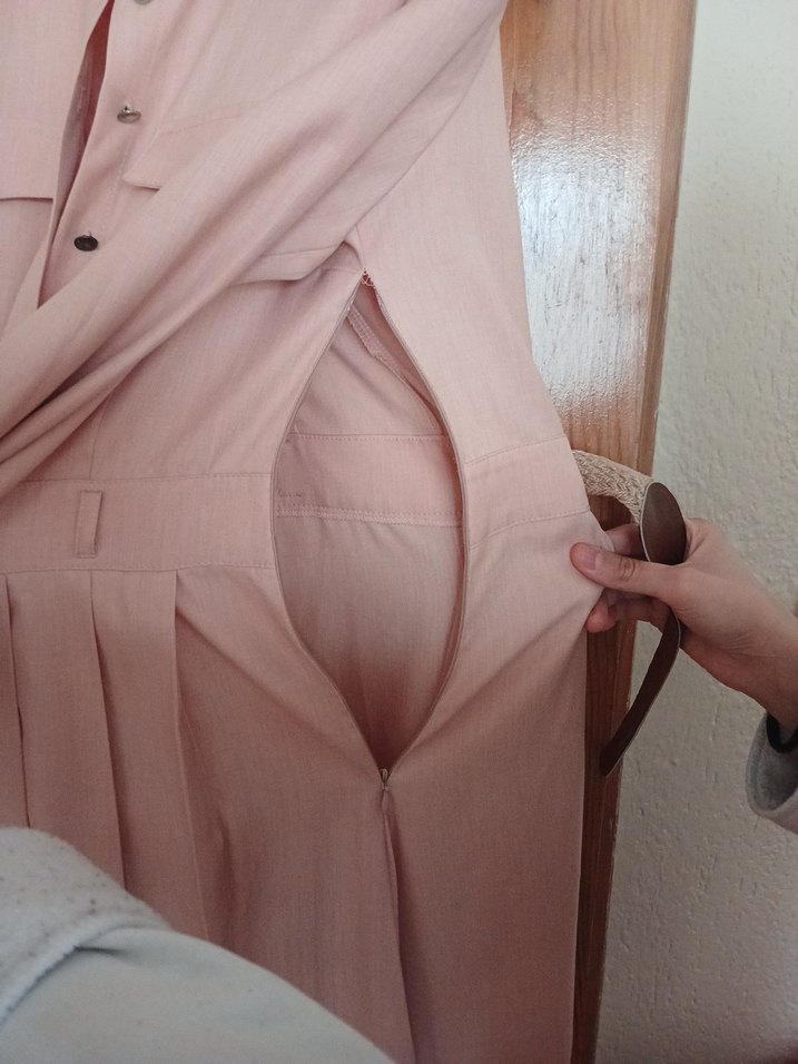 Bej Kemerli Vintage Kadın Uzun Elbise - Görsel 2