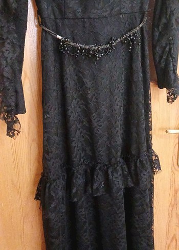 Siyah Gotik Uzun Abiye Elbise - Görsel 4