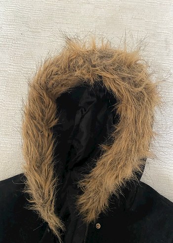 Kürklü Kapüşonlu Siyah Kadın Ceket - Görsel 2