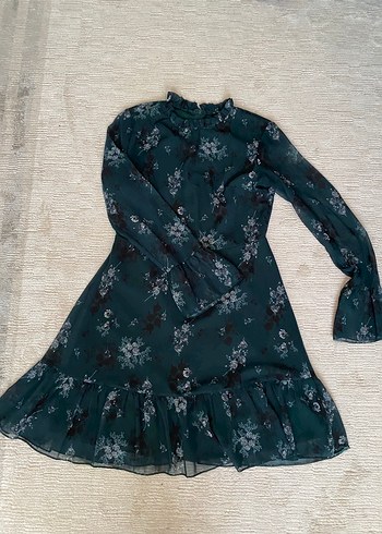 Uzun Kollu Yeşil Midi Elbise - Görsel 4