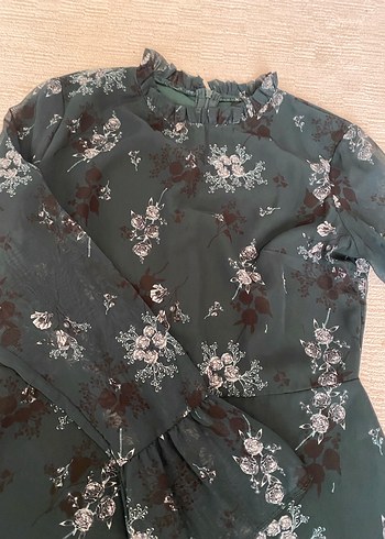 Uzun Kollu Yeşil Midi Elbise - Görsel 2