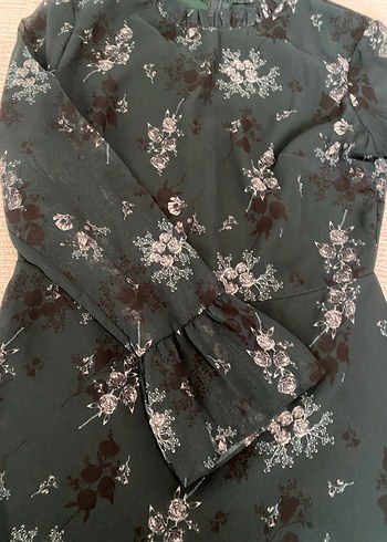 Uzun Kollu Yeşil Midi Elbise - Görsel 3