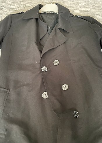 Siyah Düğmeli Kadın Trençkot - Görsel 2