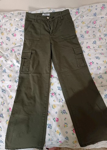 Kadın Haki Kamuflaj Kemerli Günlük Pantolon - Görsel 2