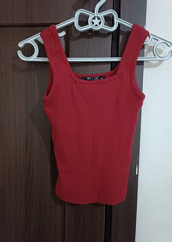 Kırmızı Kadın Fitilli Askılı Atlet - Görsel 2