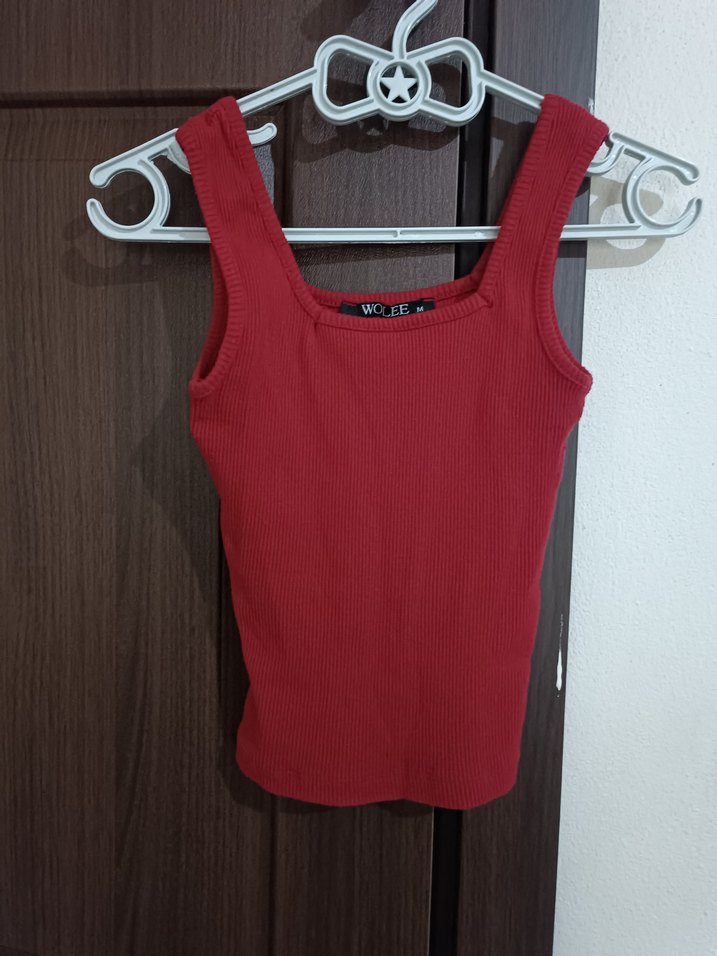 Kırmızı Kadın Fitilli Askılı Atlet - Görsel 2