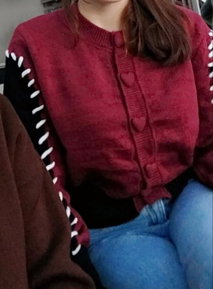 Bordo Siyah Triko Kadın Hırka - Görsel 2