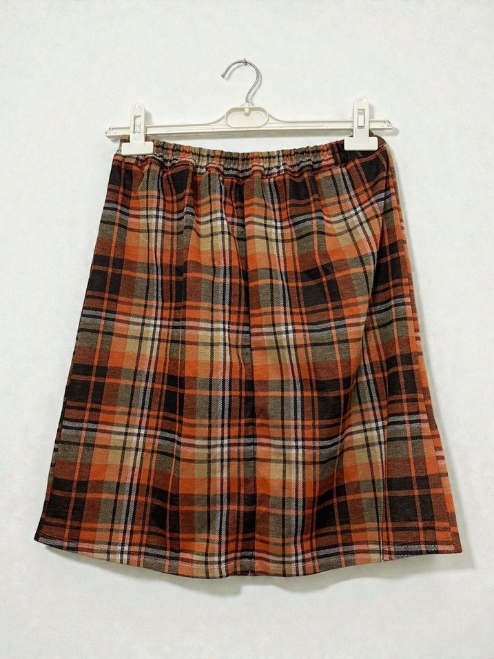 Kahverengi Ekose Midi Etek - Görsel 2