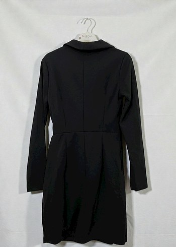 Kemer Detaylı Siyah Uzun Kollu Elbise - Görsel 2