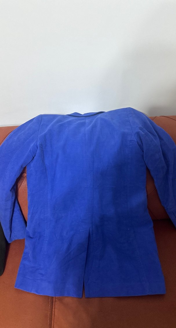 Kadın Mavi Süet Uzun Blazer Ceket - Görsel 2