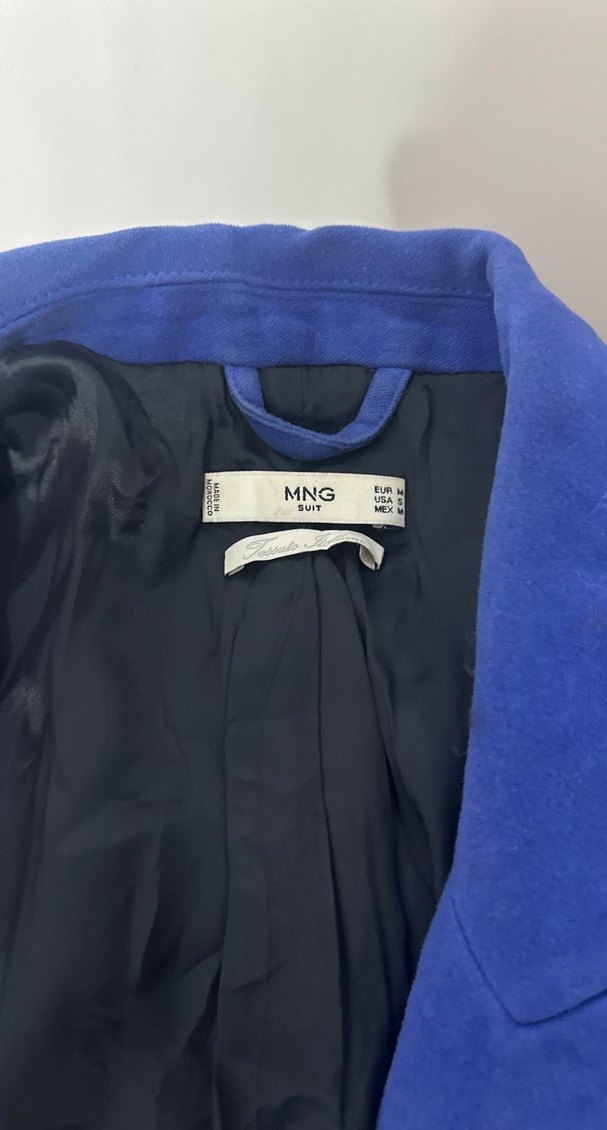 Kadın Mavi Süet Uzun Blazer Ceket - Görsel 5