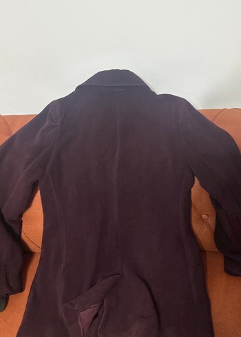 Bordo kaşe Fermuarlı Midi Kadın Kaban - Görsel 4