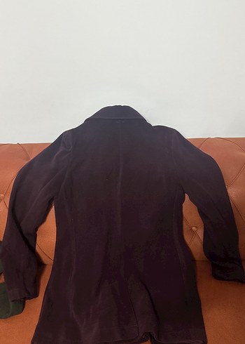 Bordo kaşe Fermuarlı Midi Kadın Kaban - Görsel 3