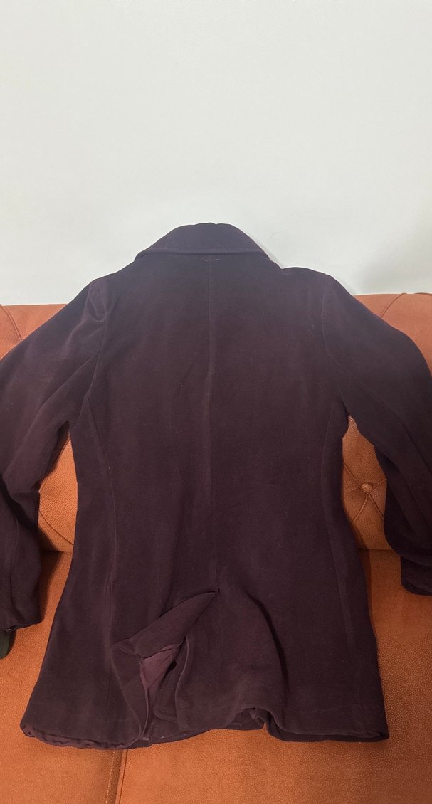 Bordo kaşe Fermuarlı Midi Kadın Kaban - Görsel 4