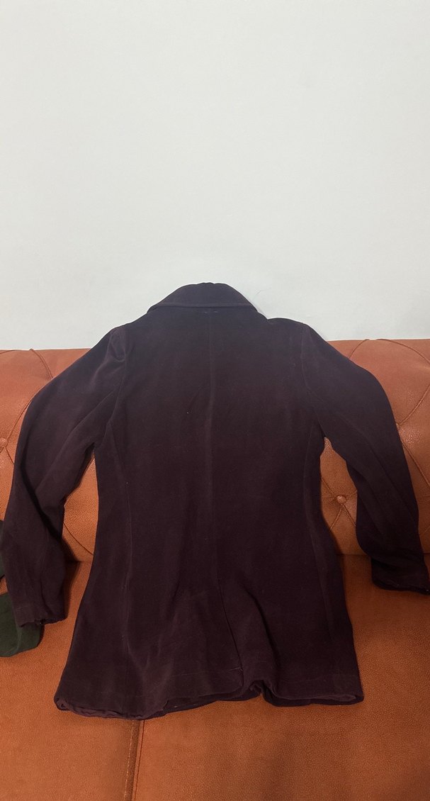 Bordo kaşe Fermuarlı Midi Kadın Kaban - Görsel 3