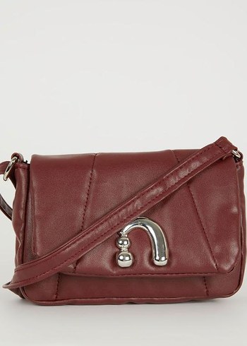 Bordo Deri Tokalı Kadın Çanta - Görsel 2