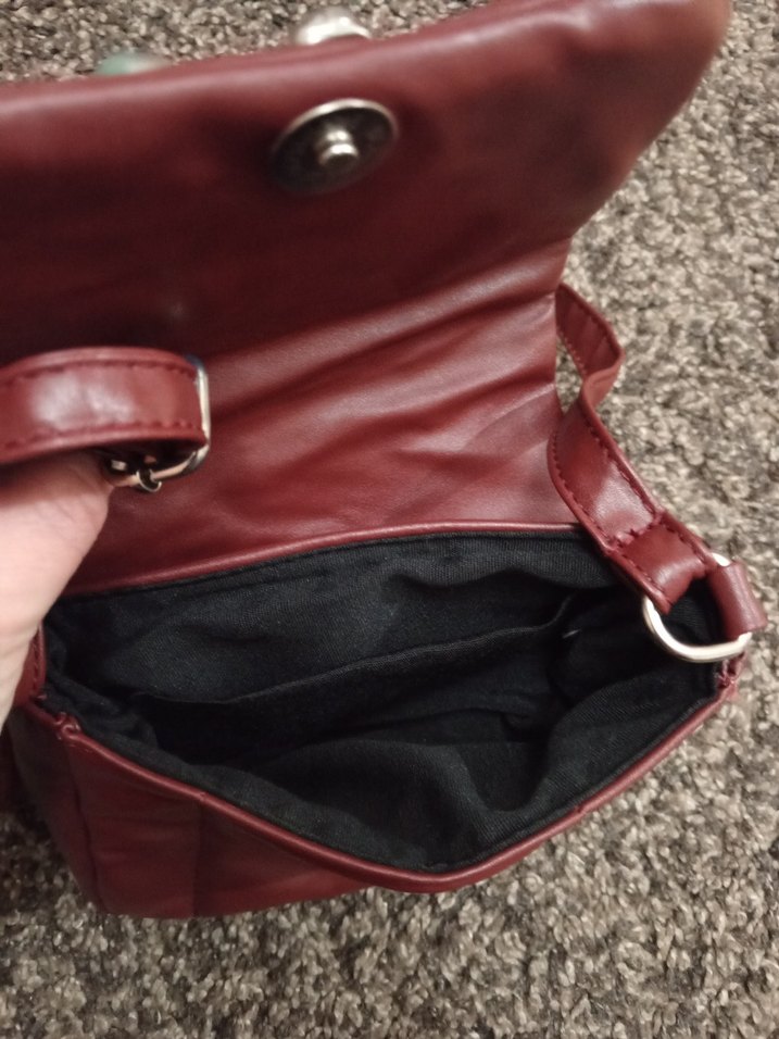 Bordo Deri Tokalı Kadın Çanta - Görsel 5