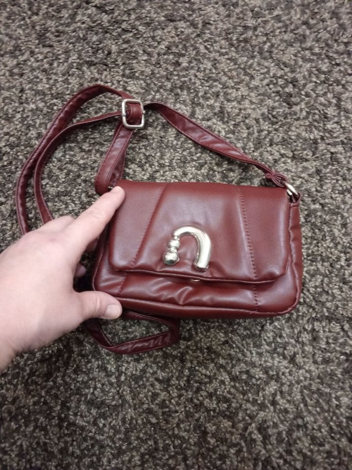 Bordo Deri Tokalı Kadın Çanta - Görsel 4
