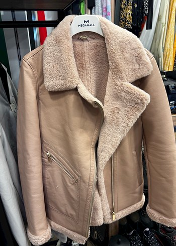 Kürklü Pudra Renk Süet Deri Kadın Ceket - Görsel 2