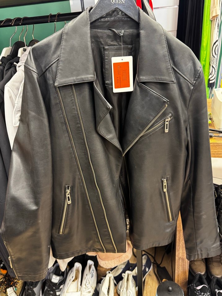 Gri Biker Deri Ceket Avva Erkek - Görsel 2