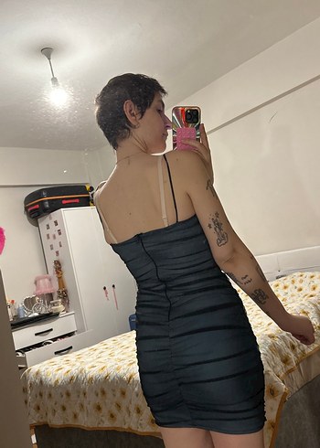 Askılı Siyah Midi Gotik Elbise - Görsel 2