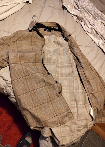 Pierre Cardin Bej Ekose Uzun Kollu Gomlek