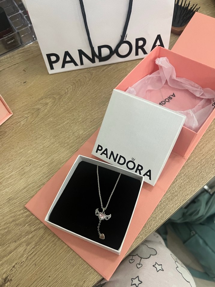 pandora melek kanatlı kalp charmlı kolye - Görsel 2