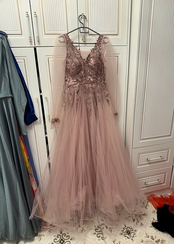 Pembe Uzun Kollu abiye - Görsel 2