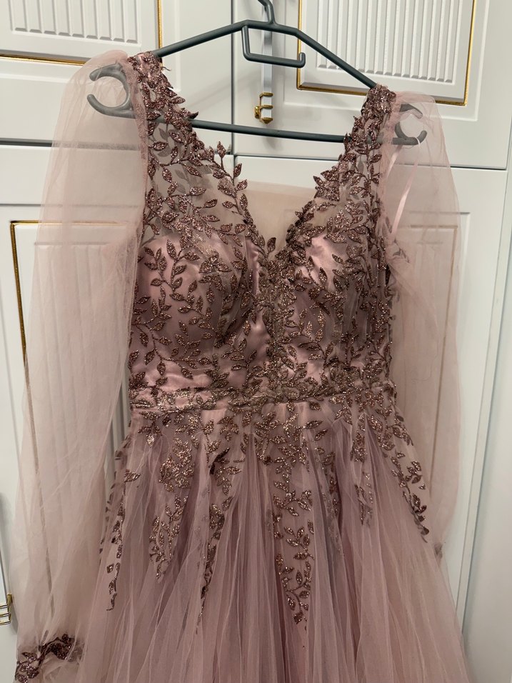 Pembe Uzun Kollu abiye - Görsel 5