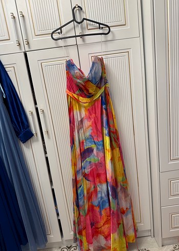 Çok Renkli Uzun Elbise - Görsel 2