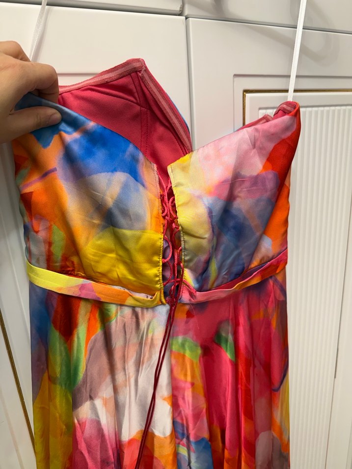 Çok Renkli Uzun Elbise - Görsel 5