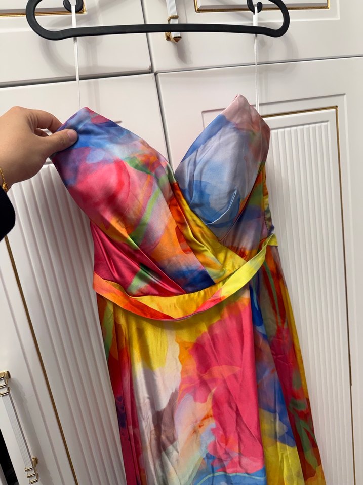 Çok Renkli Uzun Elbise - Görsel 3