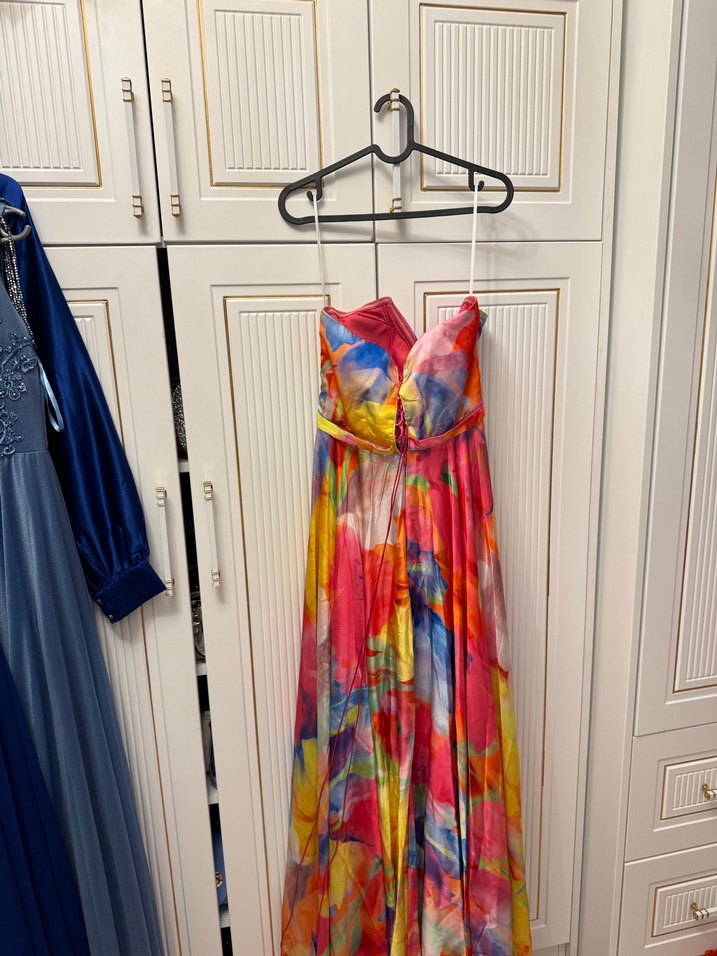 Çok Renkli Uzun Elbise - Görsel 4