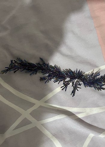 Uzun Kollu lacivert  Boncuk İşlemeli Abiye Elbise - Görsel 5