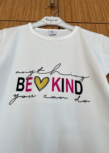 Kız Çocuk Beyaz Baskılı Kısa Kollu Tişört - Görsel 3