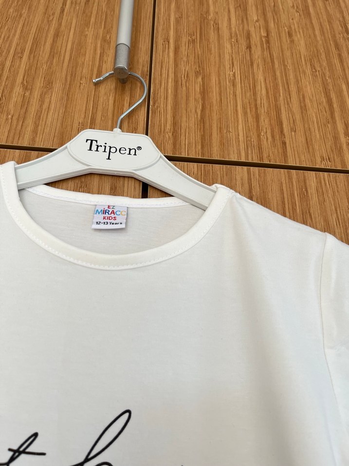 Kız Çocuk Beyaz Baskılı Kısa Kollu Tişört - Görsel 2