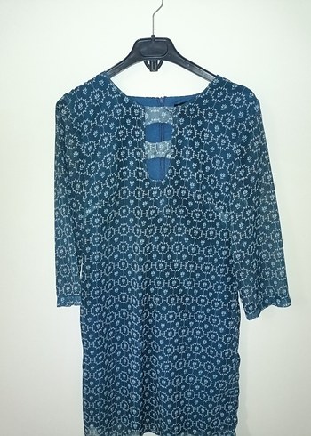 Lacivert Bohem mini Elbise