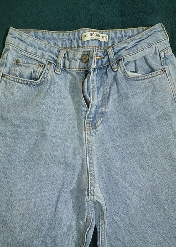 Gri Bol Kesim Düğmeli Denim Kadın Pantolon