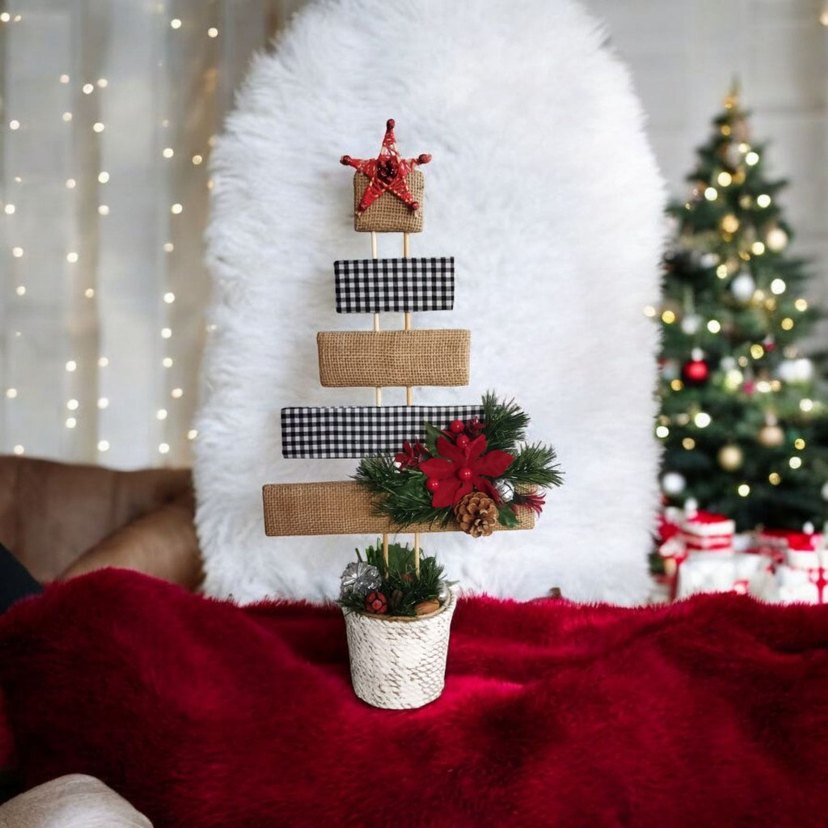 Beyaz Saksıda Dekoratif Yılbaşı Ağacı - Görsel 2