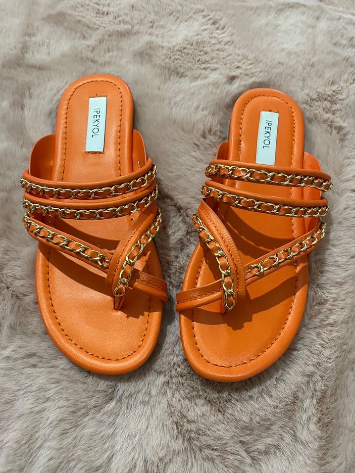 ZİNCİR DETAYLI PARMAK ARASI TERLİK - Görsel 2