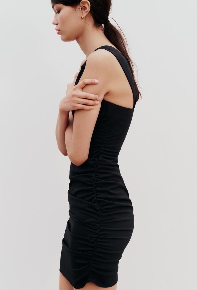 DRAPE DETAYLI MİNİ ELBİSE - Görsel 5