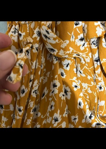 Sarı Çiçekli Uzun Bohem Elbise - Görsel 3