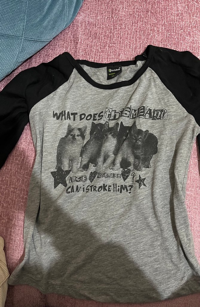 Köstebek Y2K Bluz Kedi baskılı - Görsel 2