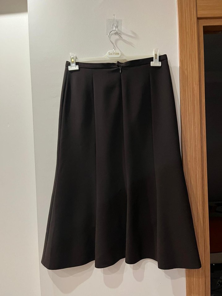 Kadın Siyah Piliseli Midi Etek - Görsel 2