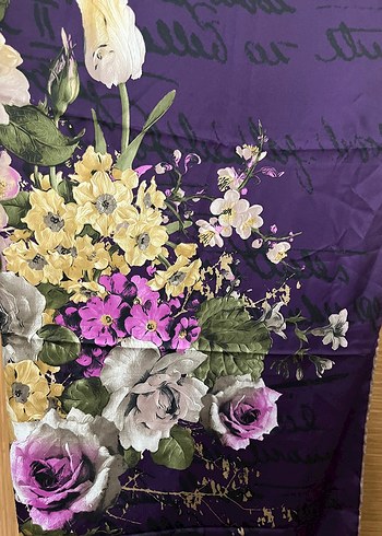 Mor Bohem Çiçek Desenli Kadın eşarp - Görsel 2